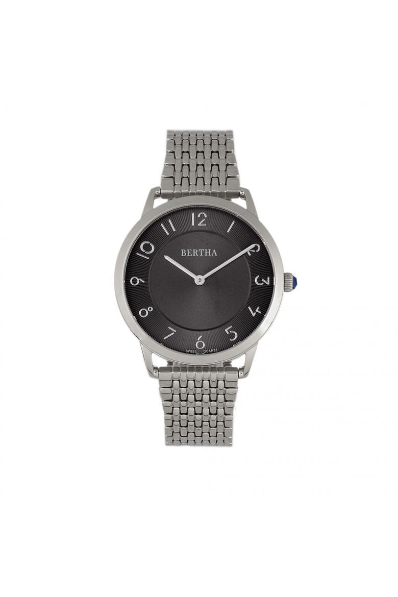 Abby Swiss Bracelet Watch, Main, color, Silver/Black