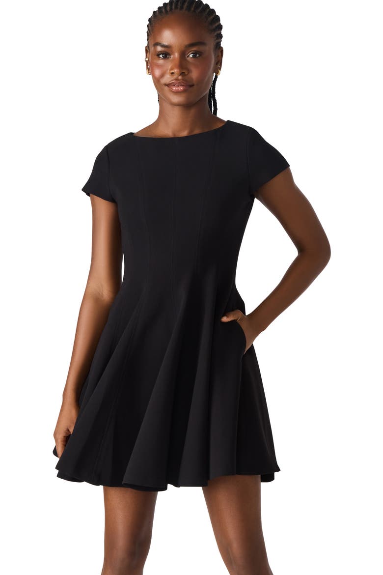 Nili Fit & Flare Minidress, Alternate, color, BLACK