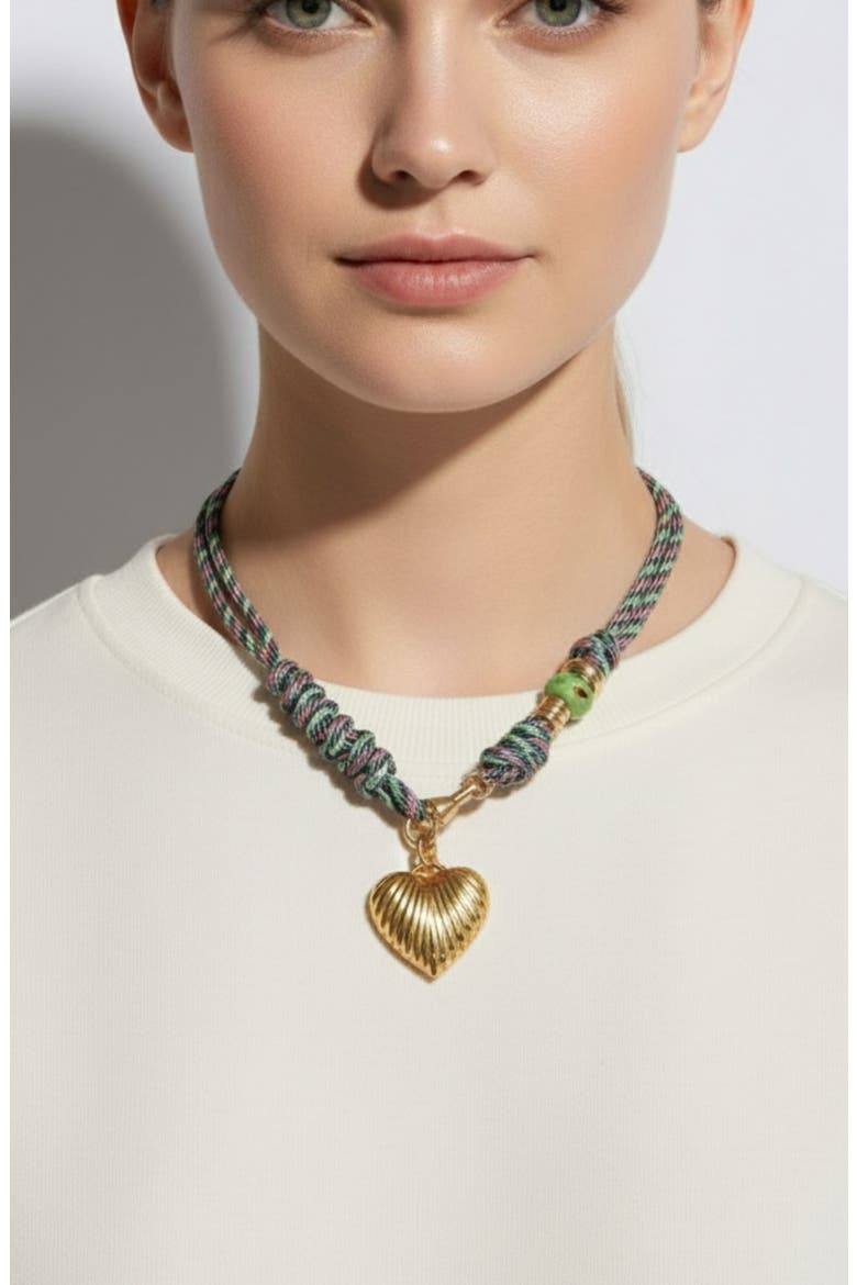 Throw Me a Line Corded Heart Pendant Necklace, Alternate, color, GOLD