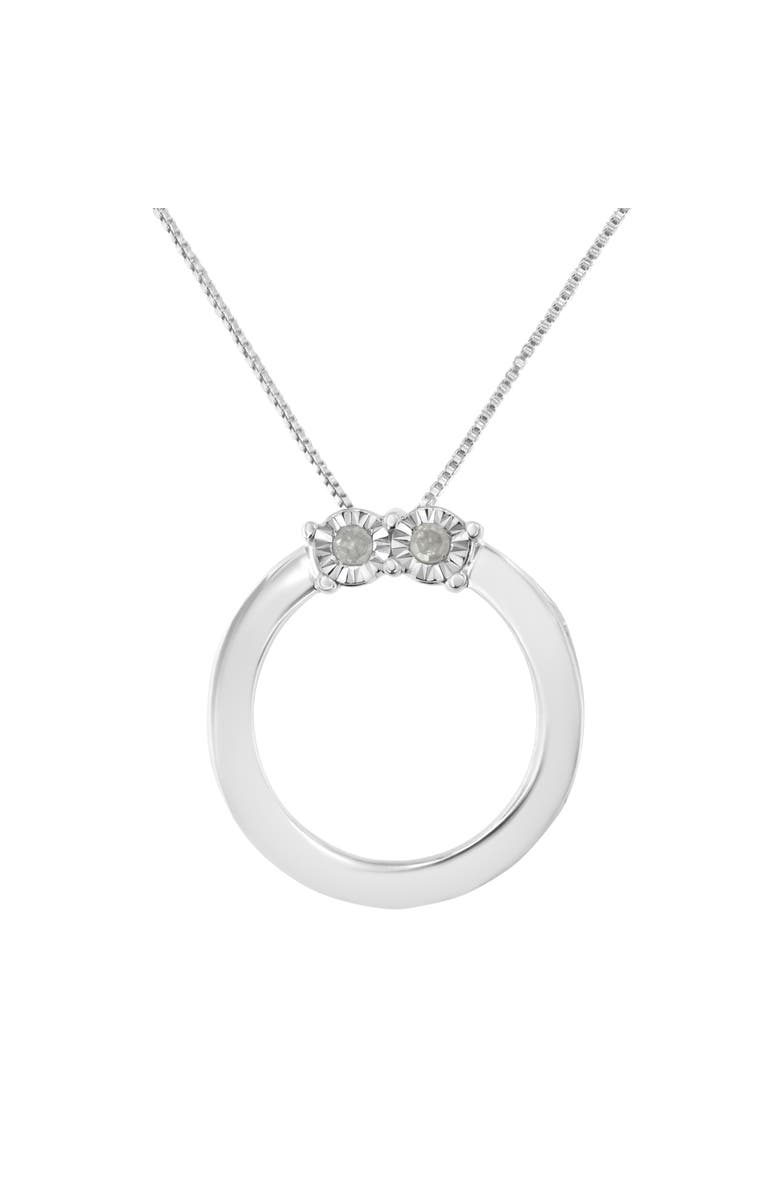 Haus of Brilliance Silver 1/10 Cttw Diamond Miracle-Set 2 Stone 'Together Forever' Pendant Necklace, Main, color, White