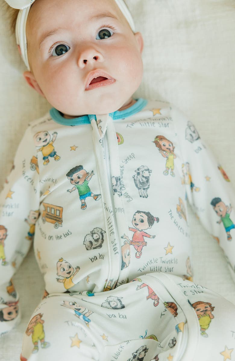 Copper Pearl Cocomelon Zip-Up Footie, Alternate, color, White Multi