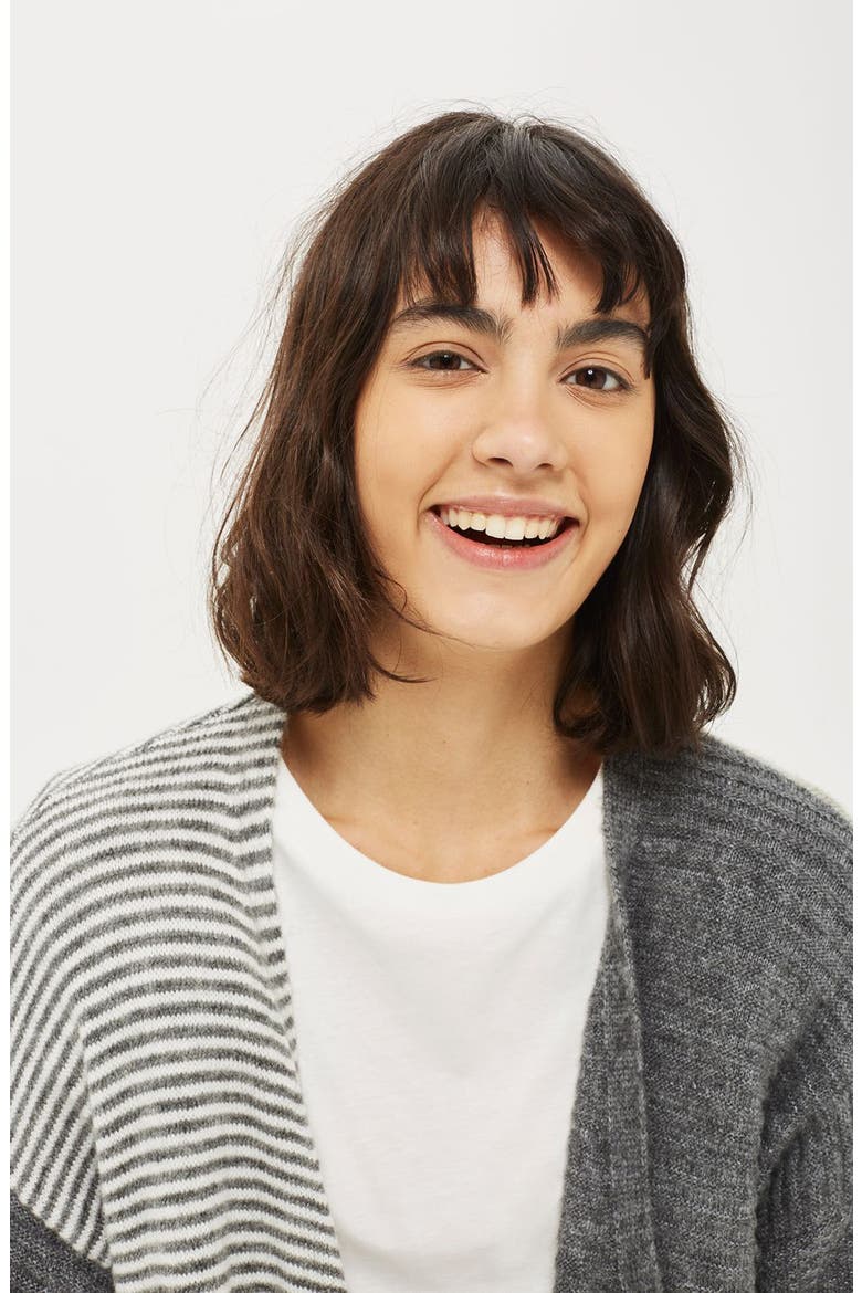 Patchwork Marled Cardigan, Alternate, color, GREY