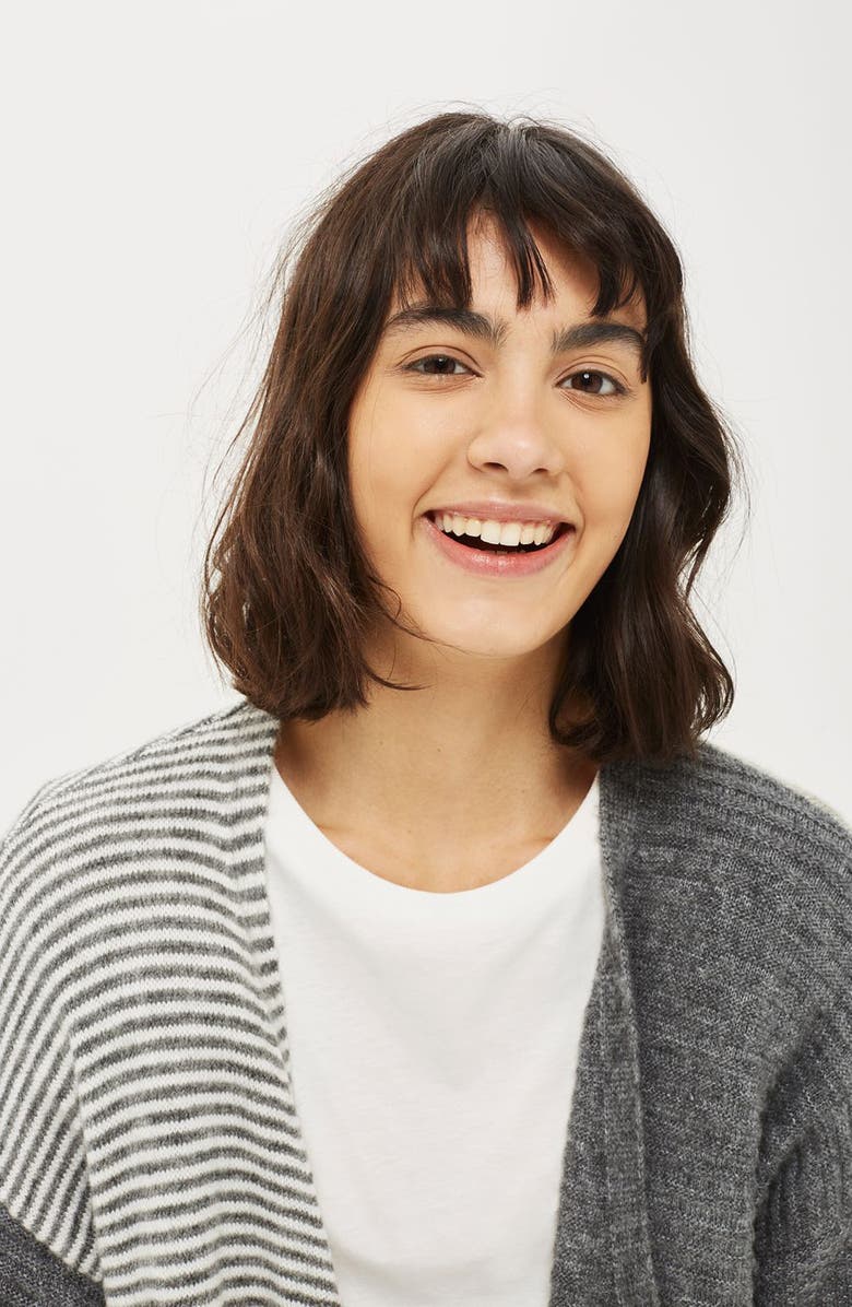 Topshop Patchwork Marled Cardigan, Alternate, color,