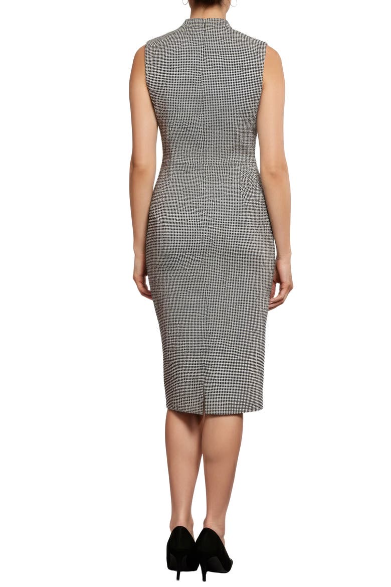 Gingham Pleated Shoulder Sheath Dress, Alternate, color, BLACK/ WHITE