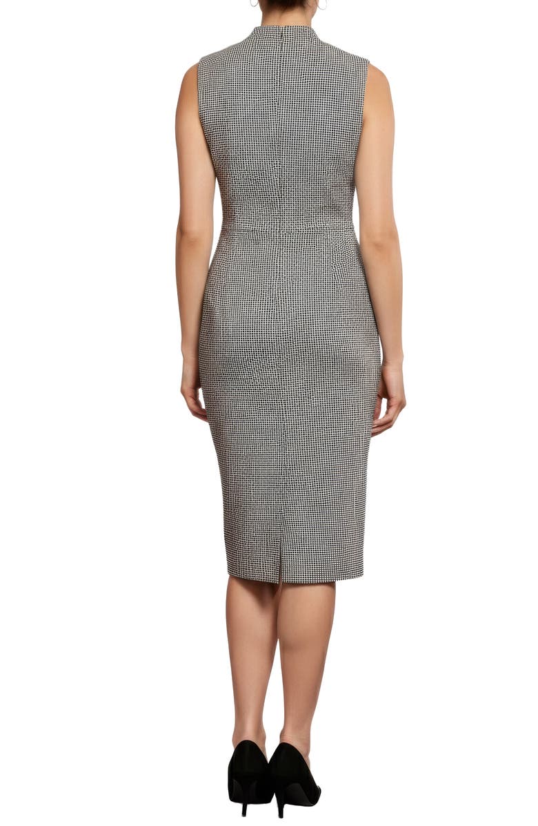 London Times Gingham Pleated Shoulder Sheath Dress, Alternate, color, Black/ White