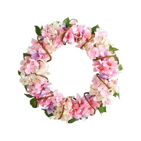 16-in Hydrangea Artificial Wreath