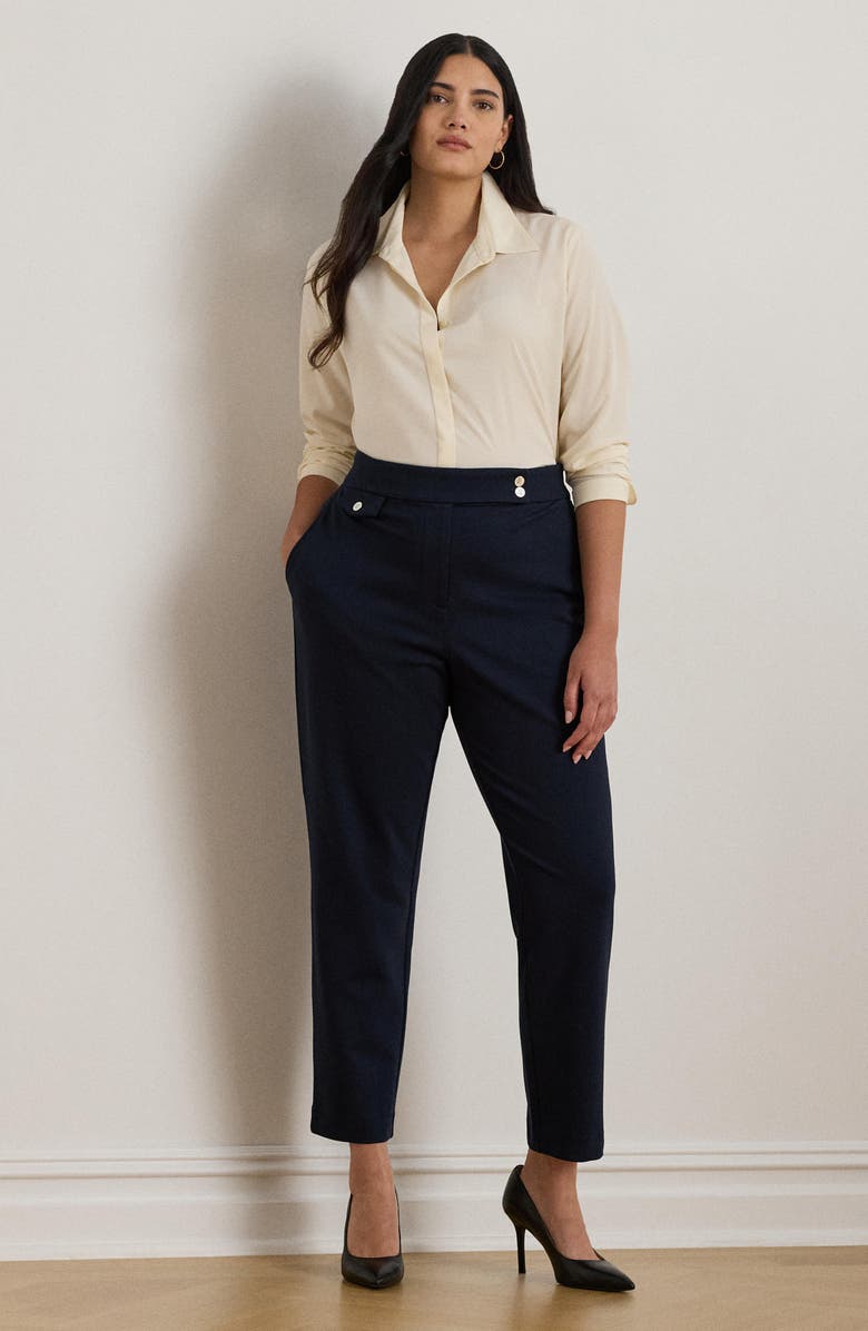 Lauren Ralph Lauren Ponte Ankle Slim Straight Leg Pants, Alternate, color, Lauren Navy
