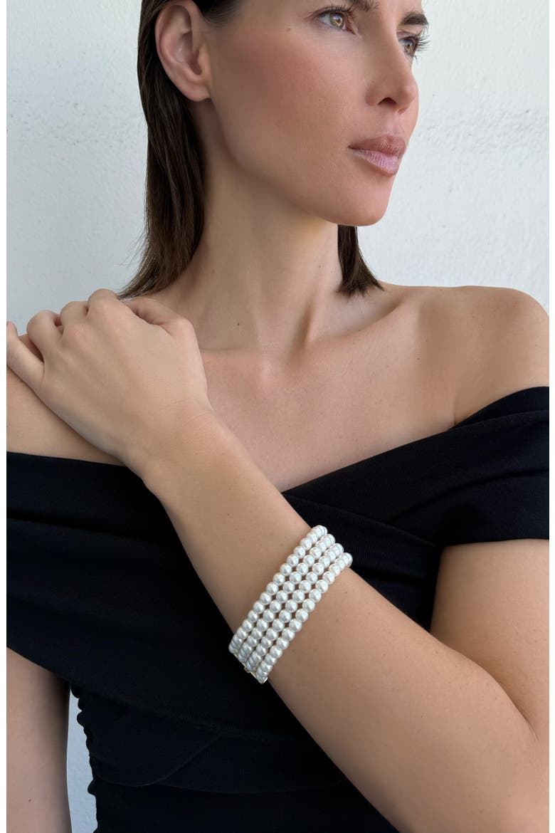 Multistrand Faux Pearl Bracelet, Alternate, color, WHITE