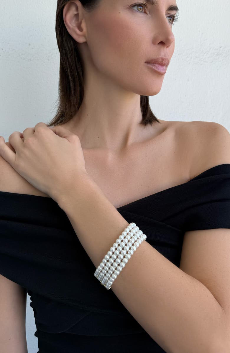 Adornia Multistrand Faux Pearl Bracelet, Alternate, color, 