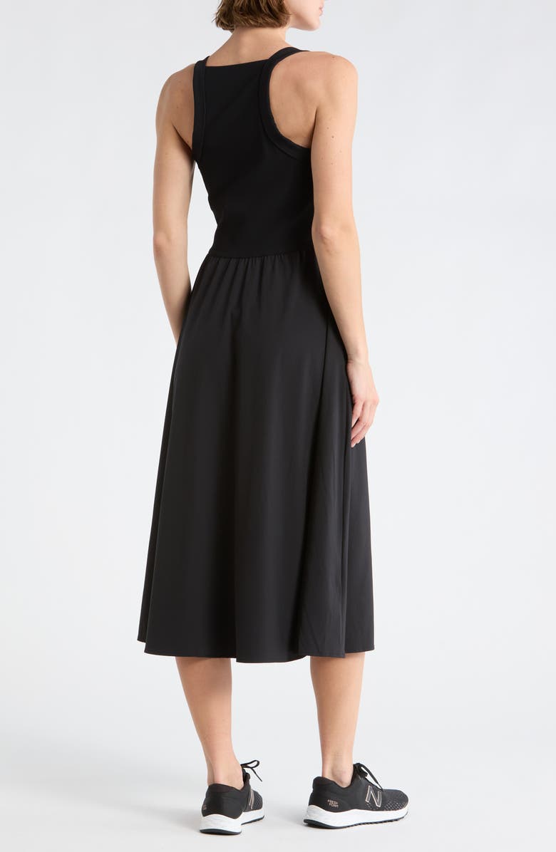 Z by Zella Rib Hybrid Midi Dress, Alternate, color, Black