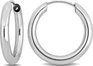 DELMAR 14K White Gold 13mm Hoop Earrings