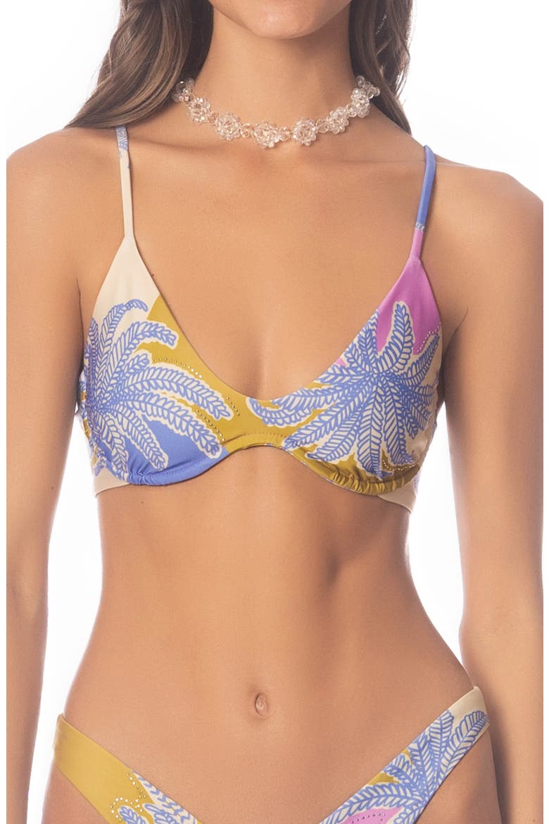 Periwinkle Palms Irene Reversible Underwire Bikini Top, Main, color, BEIGE