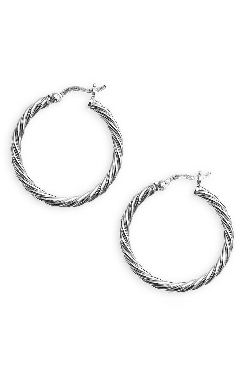 Argento Vivo Sterling Silver Argento Vivo Rope Hoop Earrings, Main, color,