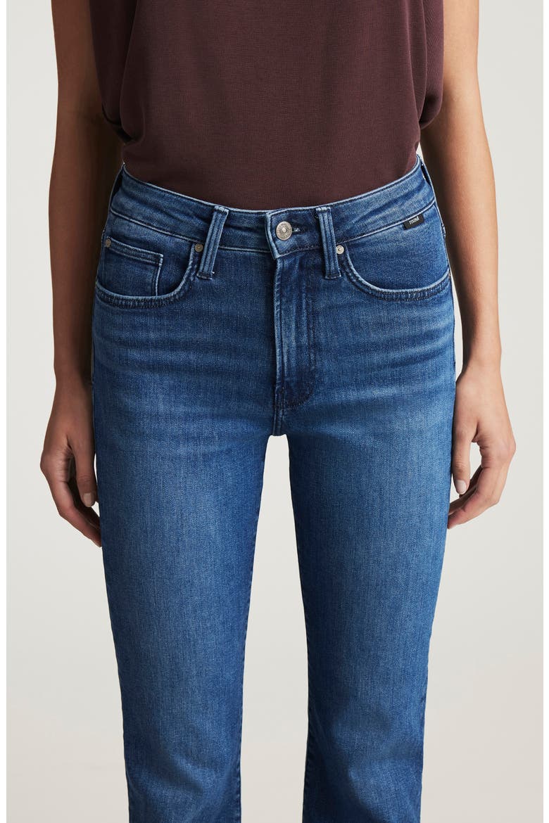 Anika Raw Hem Mid Rise Crop Flare Jeans, Alternate, color, DARK BRUSHED FLEX BLUE