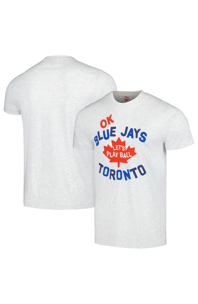 Homage Men's Homage Gray Toronto Blue Jays Doodle Collection Let's Play Ball Tri-Blend T-Shirt, Main, color,