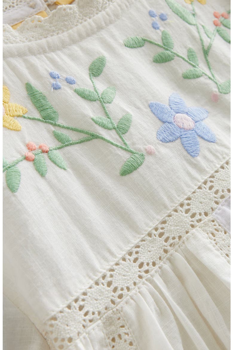 Kids' Floral Embroidered Cotton A-Line Dress, Alternate, color, IVORY FLOWERS