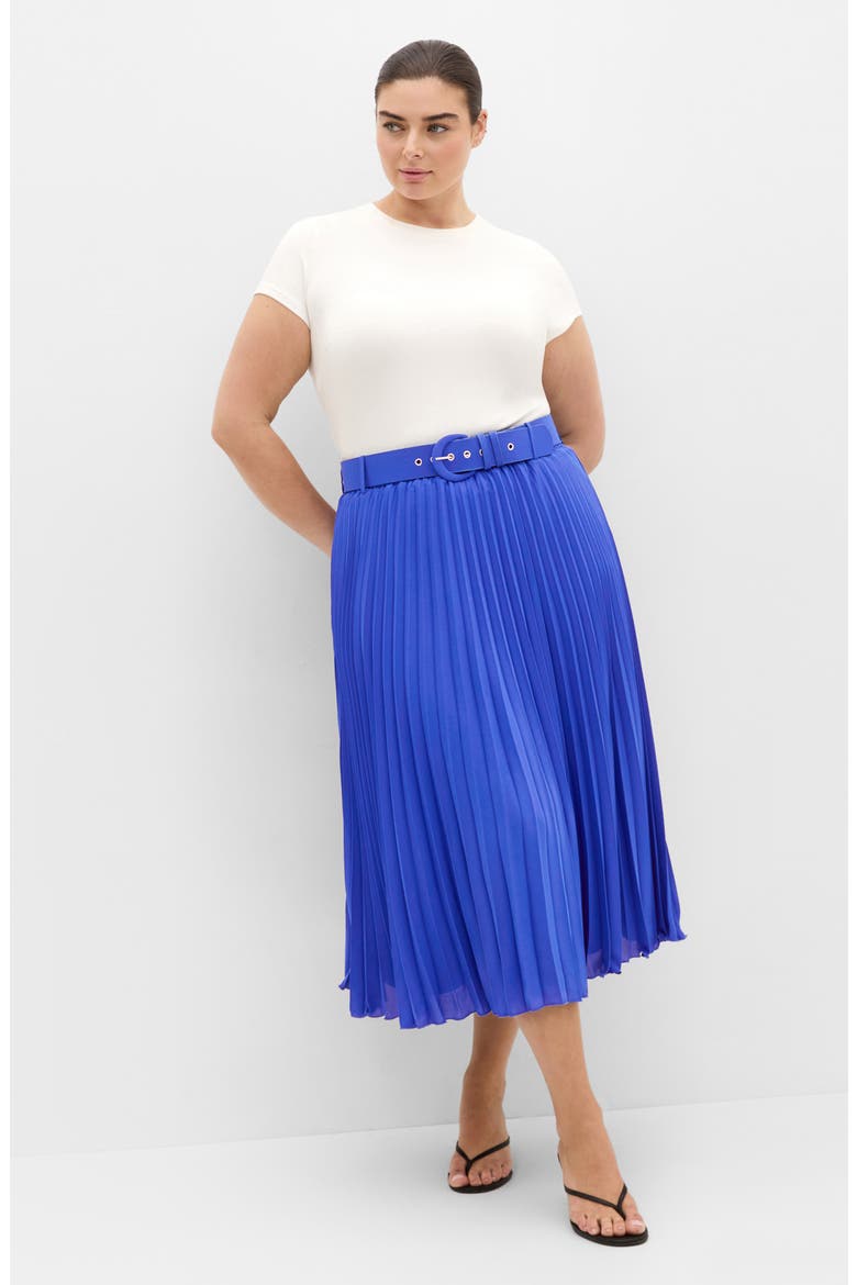 Petra Pleated Skirt, Alternate, color, CERULEAN