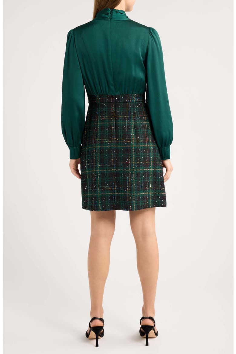Balloon Long Sleeve Tie Neck Dress, Alternate, color, PINE