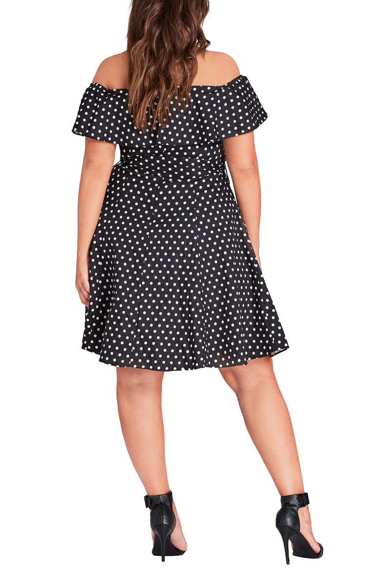 Sweet Off the Shoulder Fit & Flare Dress, Alternate, color, WHITE SPOT