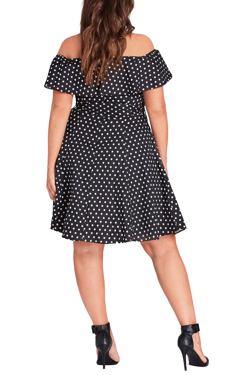 City Chic Sweet Off the Shoulder Fit & Flare Dress, Alternate, color, 