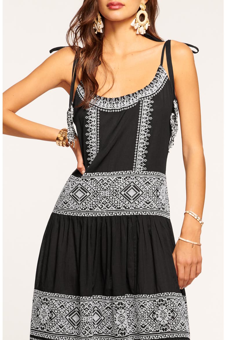 Lexie Embroidered Cotton Cover-Up Dress, Alternate, color, BLACK WHITE MULTI EMBROIDERED