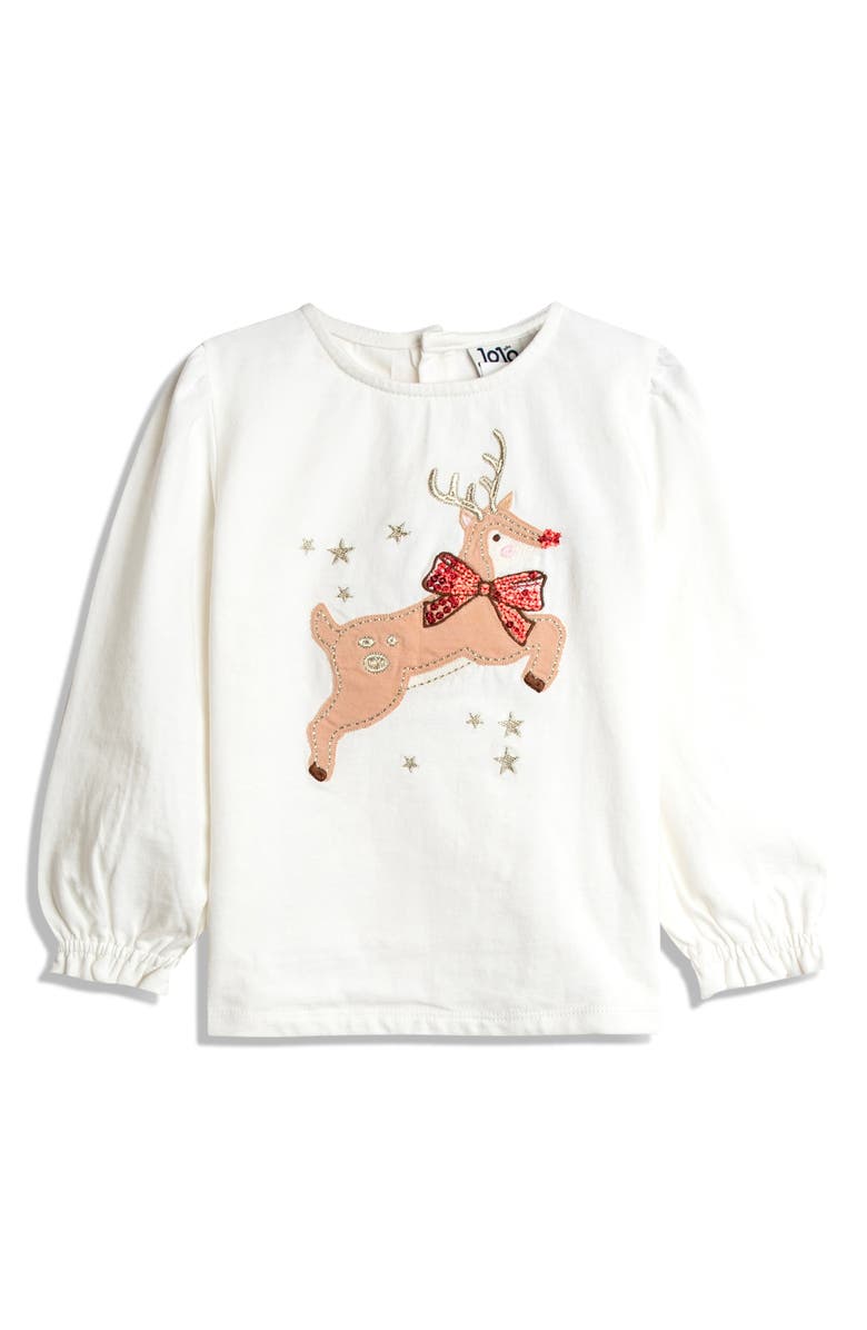 JOJO MAMAN BEBE Kids' Reindeer Graphic T-Shirt & Tulle Skirt, Alternate, color,