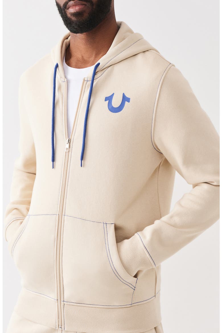 Contrast Stitching Zip Hoodie, Alternate, color, FOG