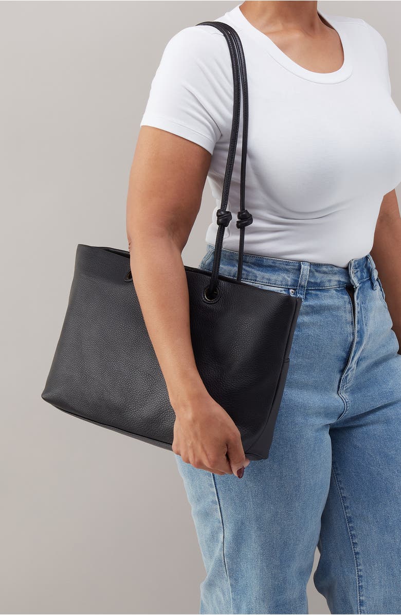 HOBO Softie Leather Tote, Alternate, color, Black