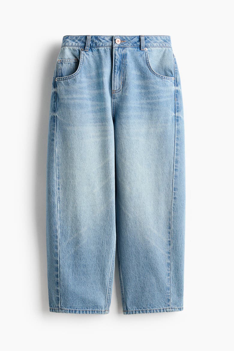 High-waist Barrel-leg Ankle Jeans, Alternate, color, Light denim blue