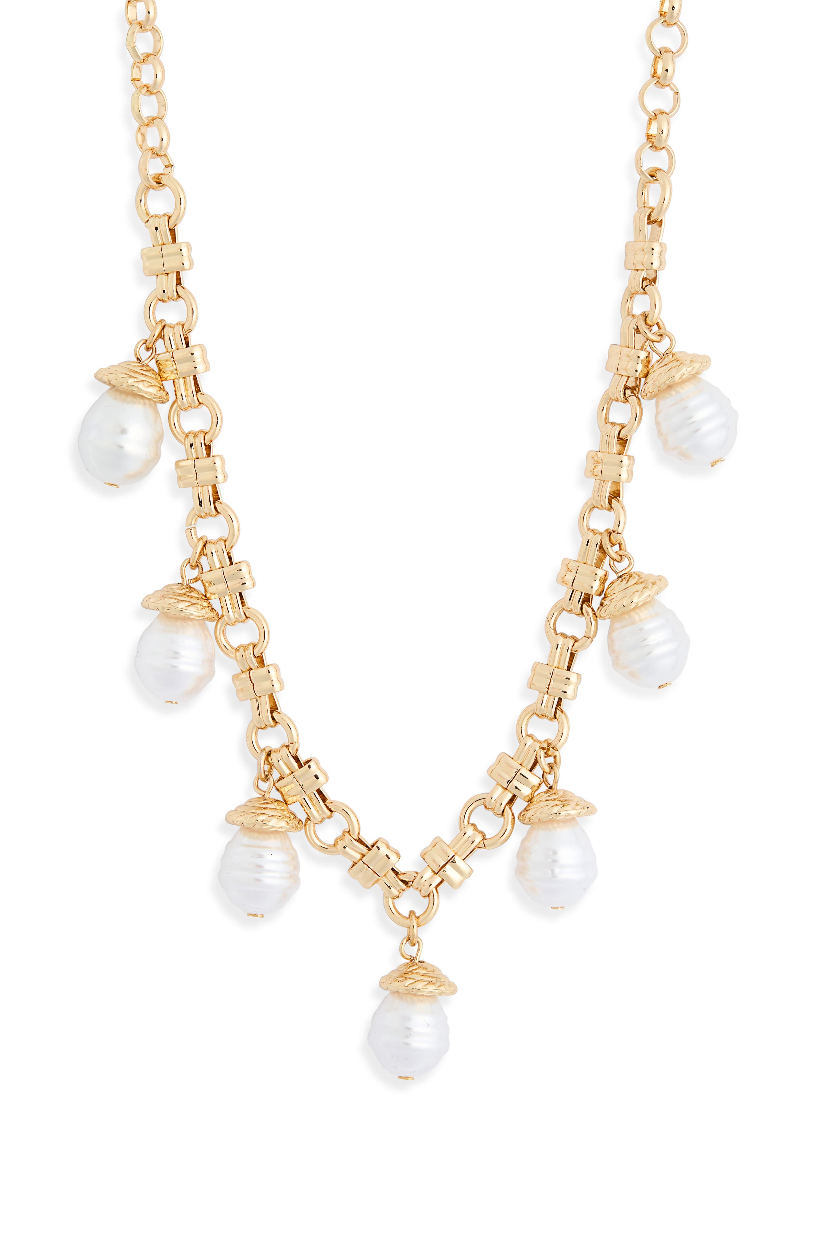 NORDSTROM RACK Faux Pearl Charm Necklace