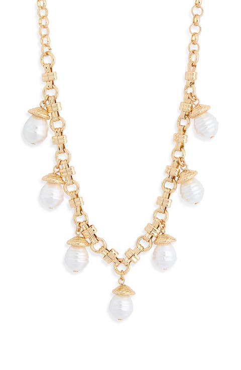 Faux Pearl Charm Necklace