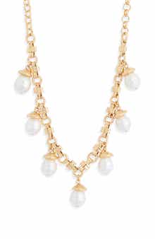 NORDSTROM RACK Faux Pearl Charm Necklace