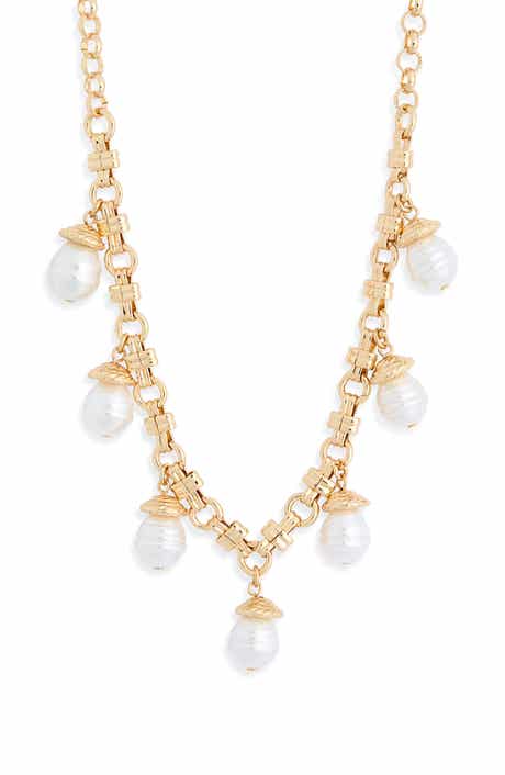 NORDSTROM RACK Faux Pearl Charm Necklace