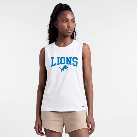 Women's Champion  White Detroit Lions Muscle Tank Top