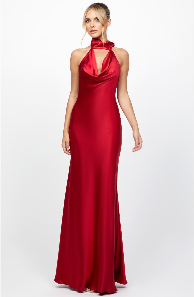 Bariano Kylee Halter Cowl Maxi, Alternate, color,