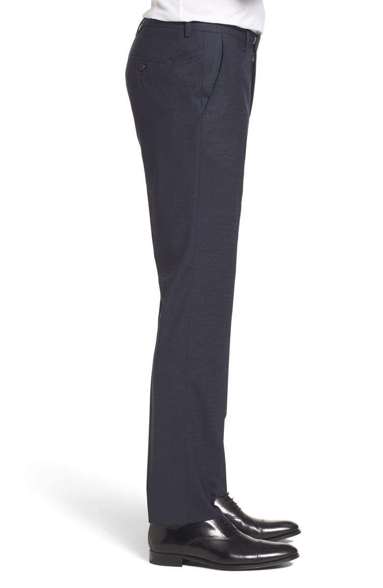 BOSS Leenon Classic Fit Plaid Stretch Wool Trousers, Alternate, color, Navy