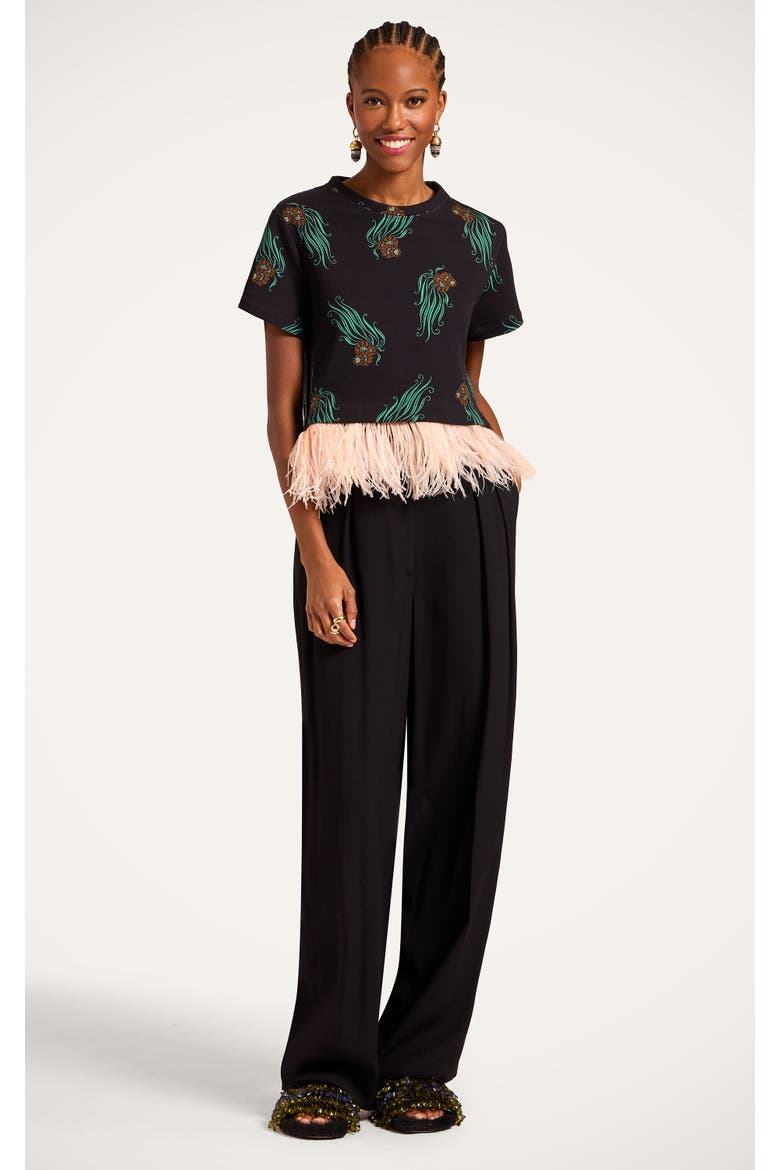 La Scala Tee With Feathers, Main, color, Lemuria Black