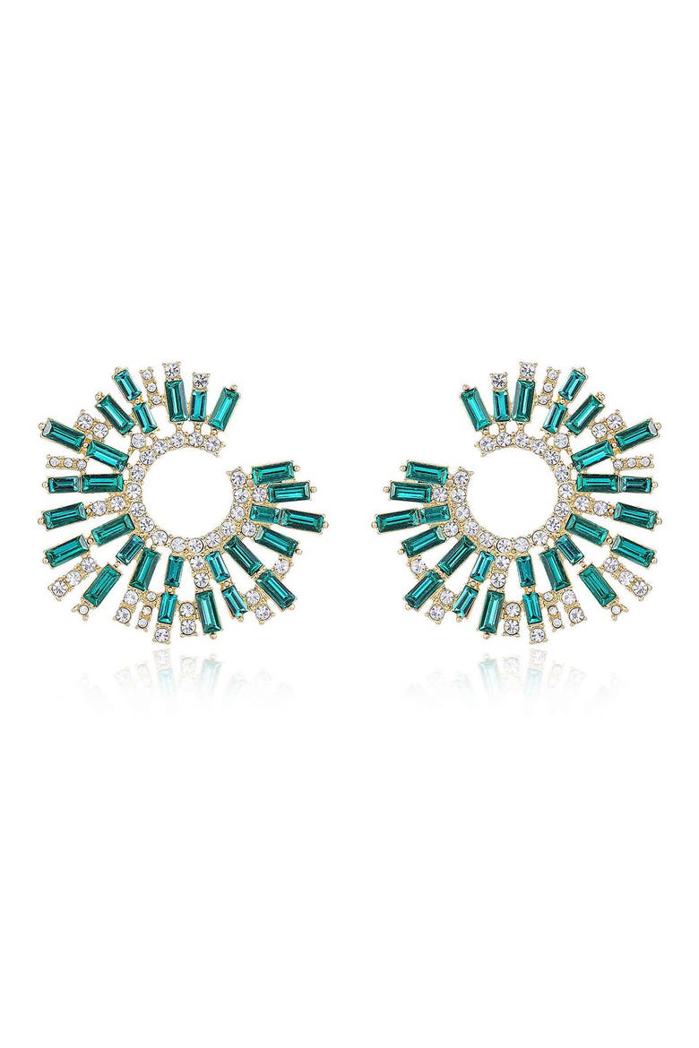 Crystal Frontal Hoop Earrings, Alternate, color, GREEN
