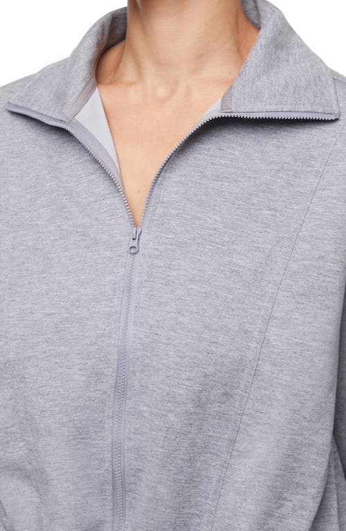 Three Dots Bubble Hem Full Zip Jacket In Gray