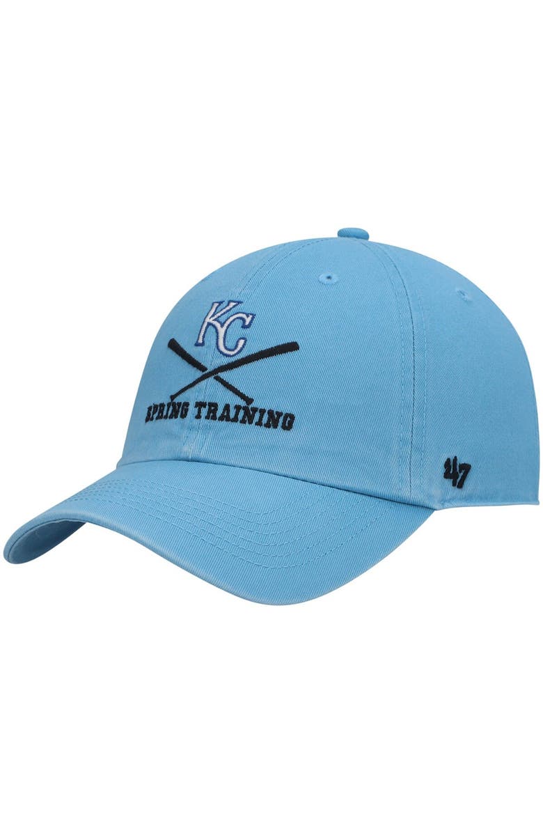 '47 Men's '47 Light Blue Kansas City Royals 2022 MLB Spring Training Cross Bone Clean Up Adjustable Hat, Main, color, 