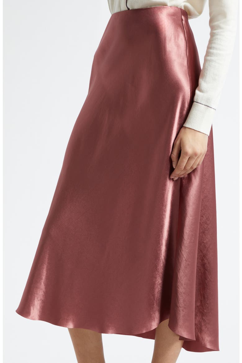 Bias Satin Midi Skirt, Alternate, color, ROSE JAM