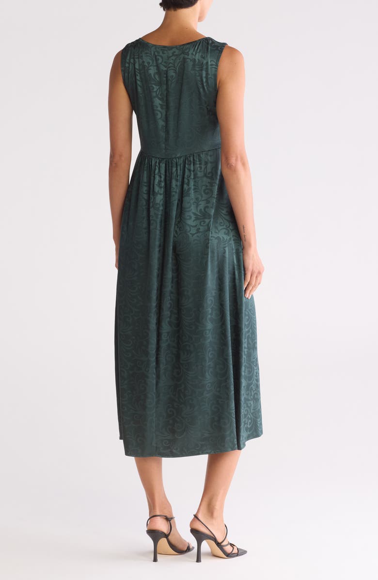 Connected Apparel Sleeveless Jacquard Satin Dress, Alternate, color, Hunter
