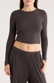Barefoot Dreams® Malibu Collection® Ultra Soft Rib Long Sleeve Crop Top