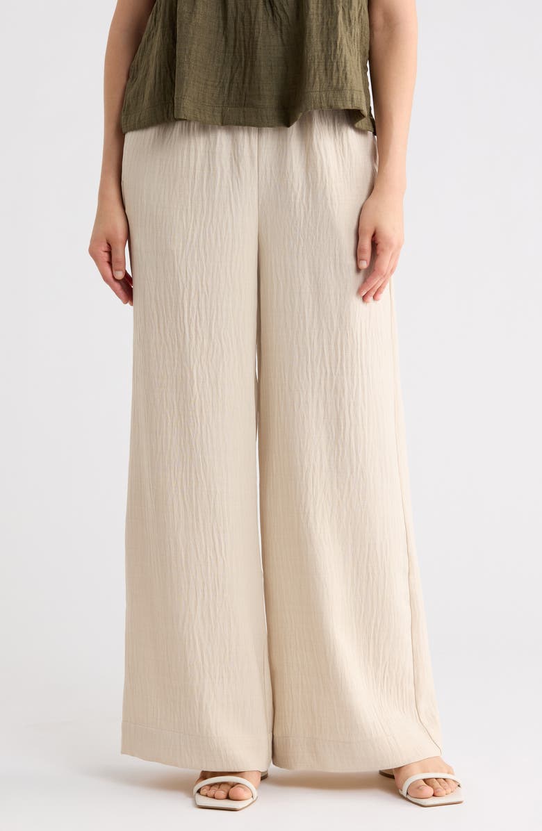 MAX STUDIO Woven Drawstring Pants, Main, color, Heather Oatmeal