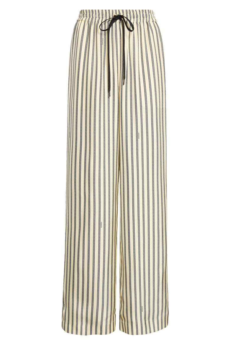 Meandros Silk Twill Pants, Main, color, IVORY BLACK