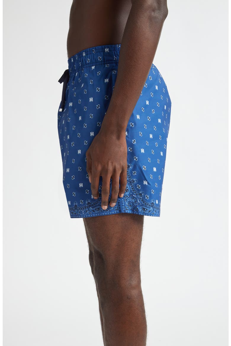 Monogram Paisley Swim Trunks, Alternate, color, BLUE