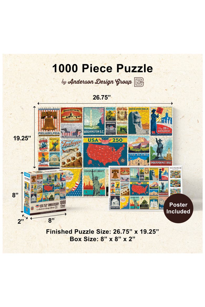 USA 250th Anniversary 1000 Piece Puzzle, Alternate, color, Multicolor