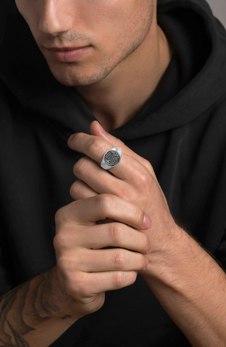 Nialaya Crest Ring, Alternate, color, Silver