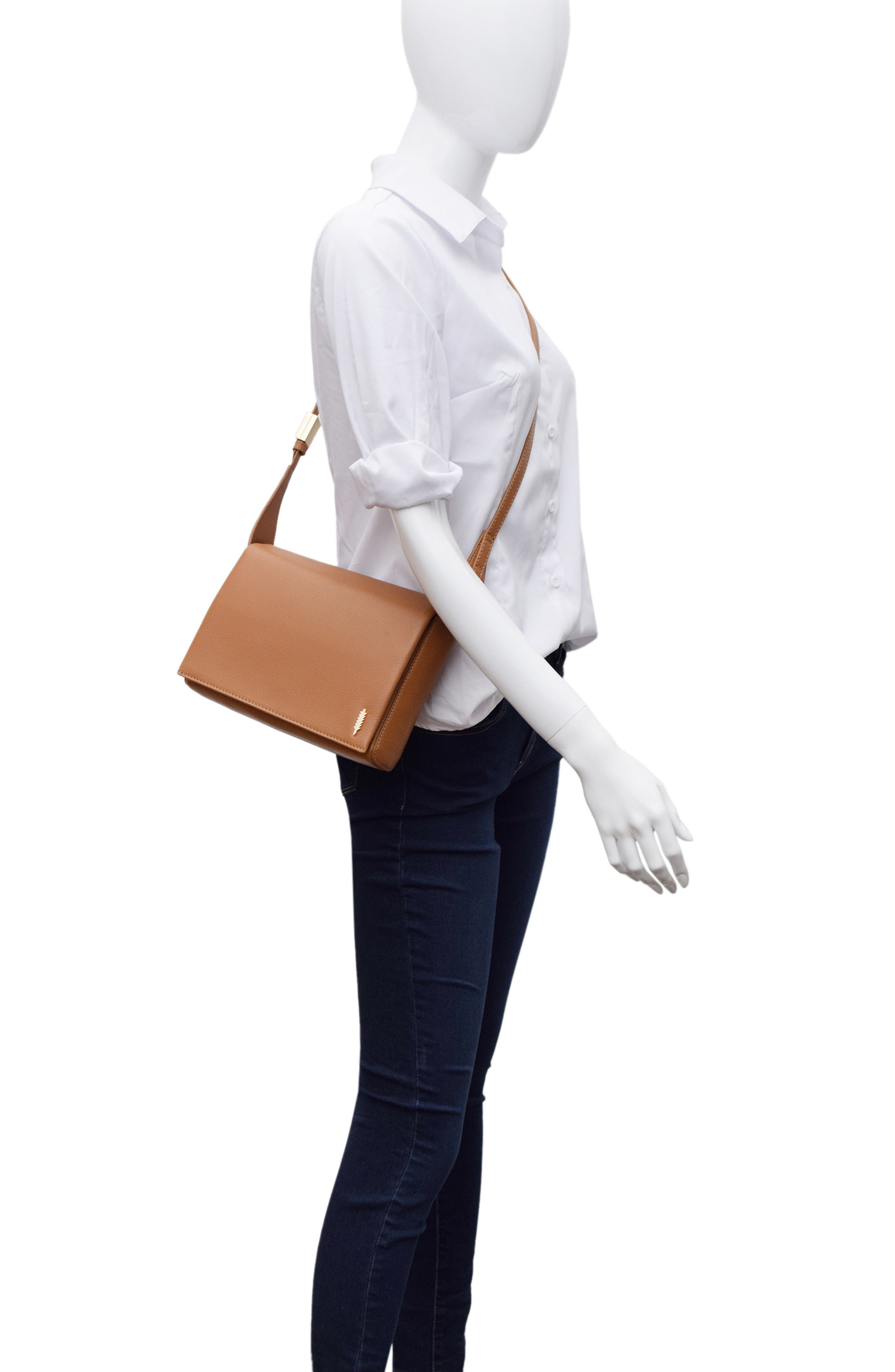 Thacker Jennie Flap Pebbled Leather Crossbody Bag, Alternate, color, Cognac