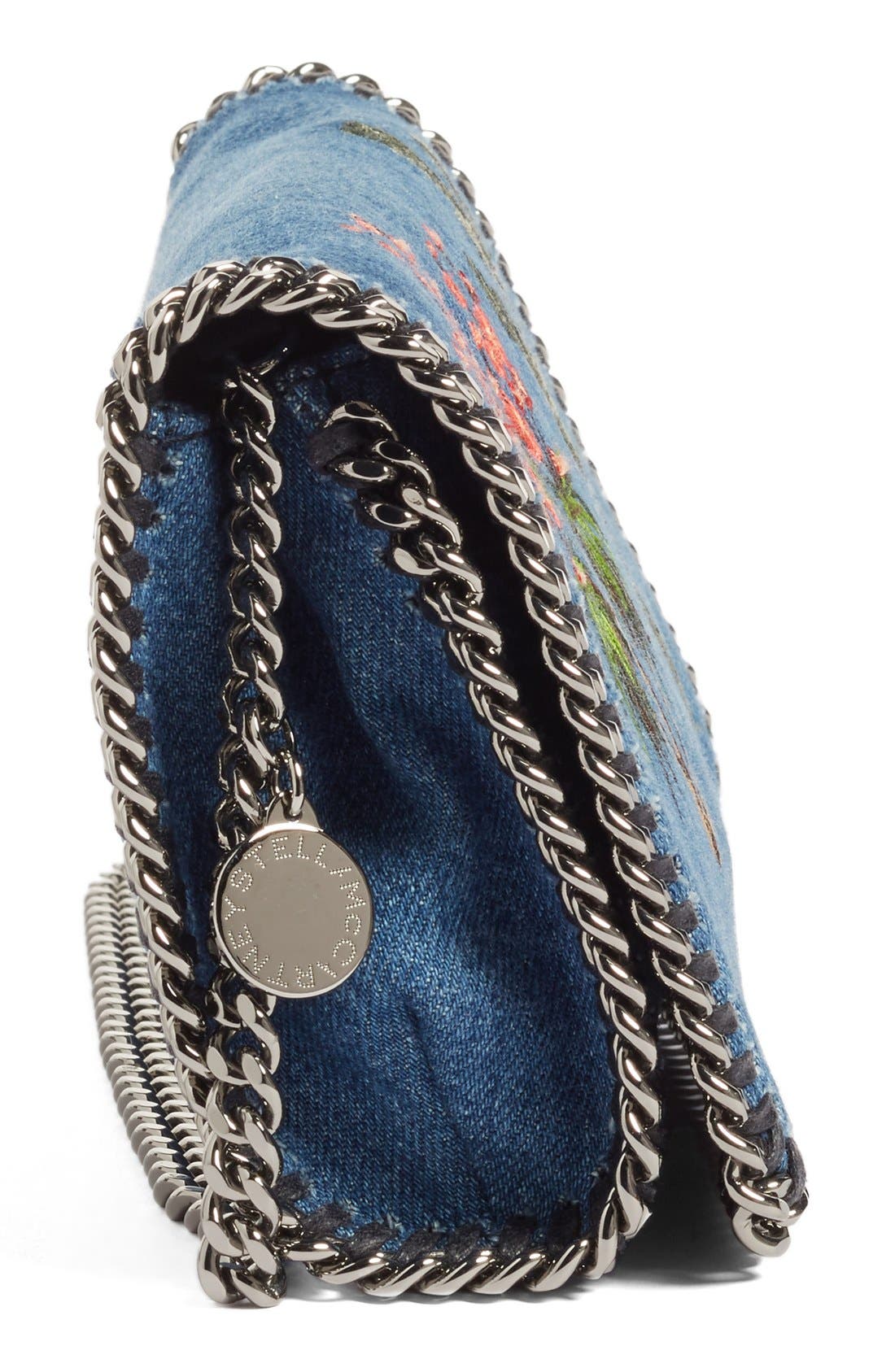 Embroidered Denim Shoulder Bag, Alternate, color, CERULEAN